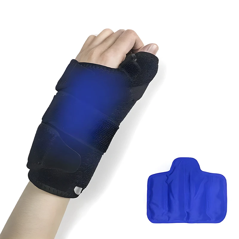 Упаковка для льда на запястье, регулируемый бандаж для поддержки рук со съемными шинами и многоразовый гелевый пакет, горячая холодная терапия для облегчения боли