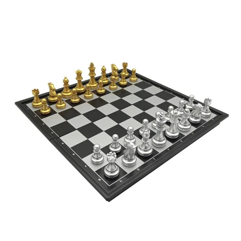 Высококачественный Игровой набор в магнитные шахматы, новая складная шахматная доска, пластиковые магнитные шахматные фигуры золотого и серебряного цветов