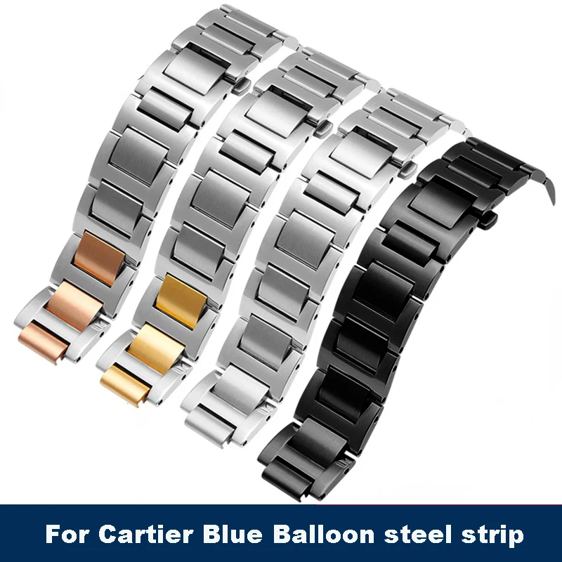 Для Cartier Blue Balloon Стальной ремень, мужской и женский ремешок для часов Cartier из нержавеющей стали, металлический браслет для часов