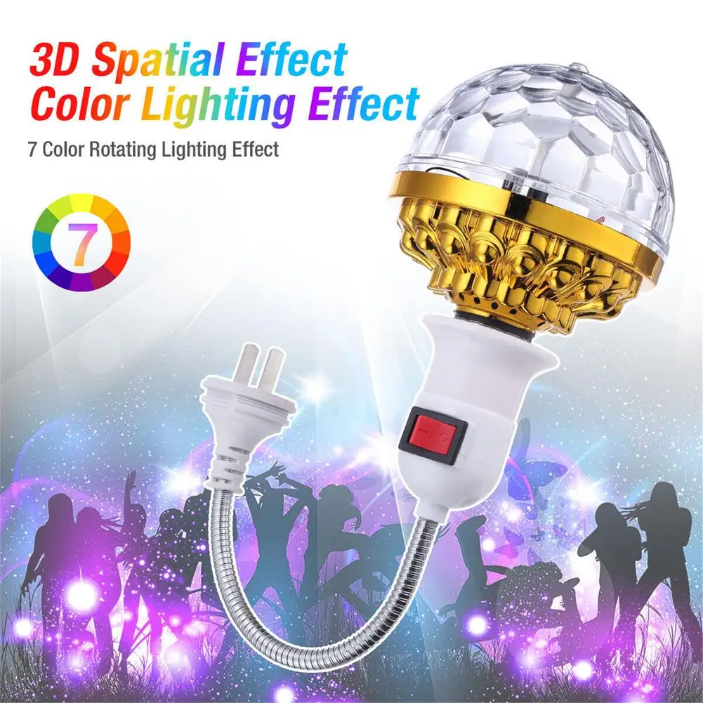1 Комплект красочных волшебных шариковых ламп с держателем, автоматическая вращающаяся на 360 градусов лампочка для домашней дискотеки, Дропшиппинг