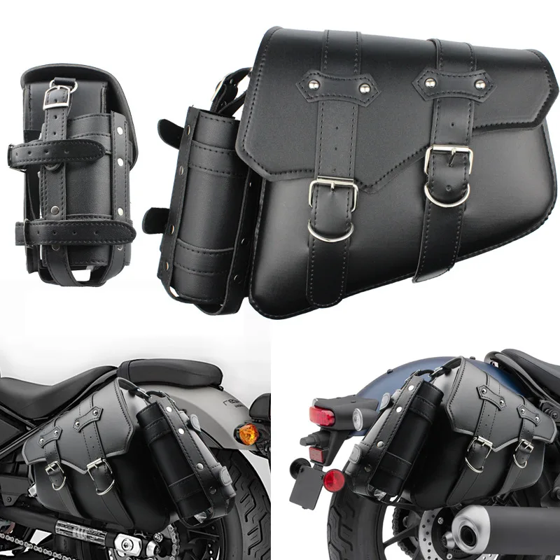Универсальная Мотоциклетная сумка из искусственной кожи с левой/правой стороны, Седельная сумка, Багажная сумка, сумки для инструментов, сумки для хранения Harley Sportster Honda