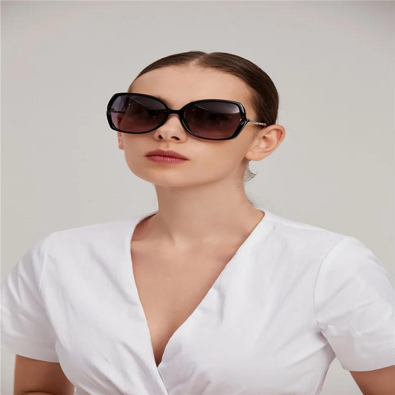 женские новые поляризованные солнцезащитные очки в большой оправе, женские солнцезащитные очки, меняющие цвет, модные металлические очки 415