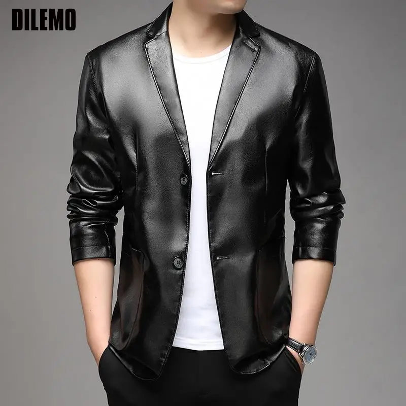 Кожаные пальто DILEMO, мужские высококачественные новые осенне-зимние дизайнерские повседневные модные куртки из искусственного ПУ, черные мотоциклетные пальто, мужская одежда