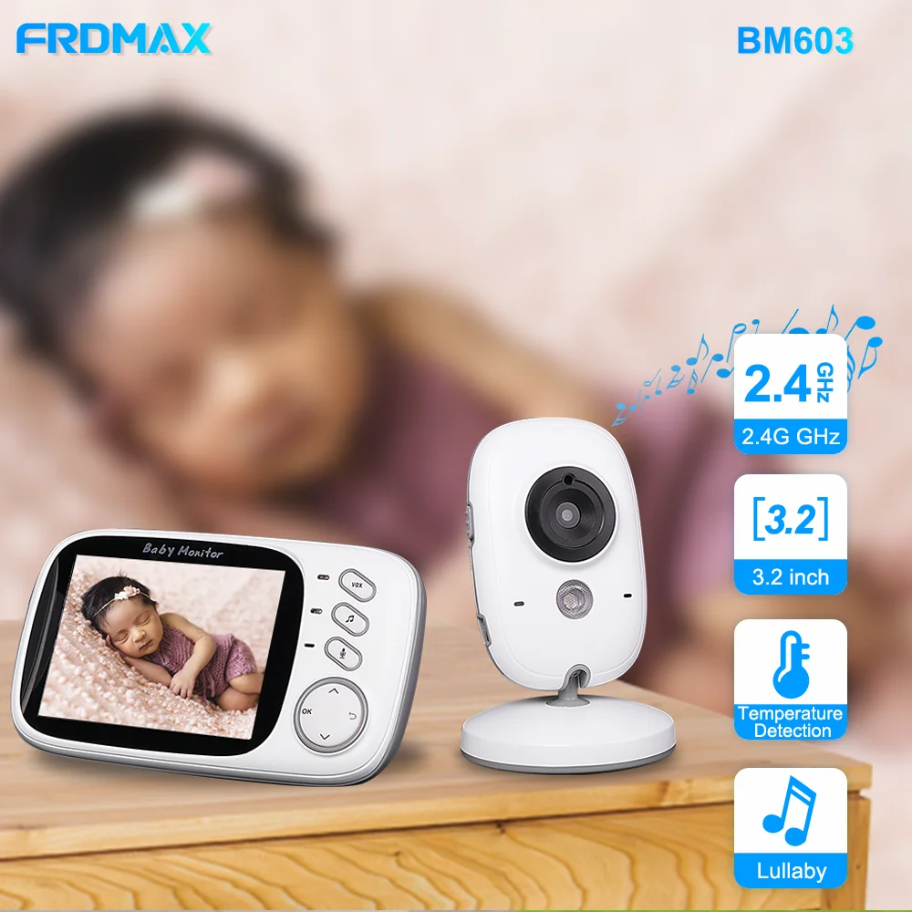 FRDMAX Электронный Радионяня 2,4 ГГц, Умная Камера для мамы и детей, Колыбельная, Температурный Дисплей, Двусторонняя Звуковая Защита Безопасности