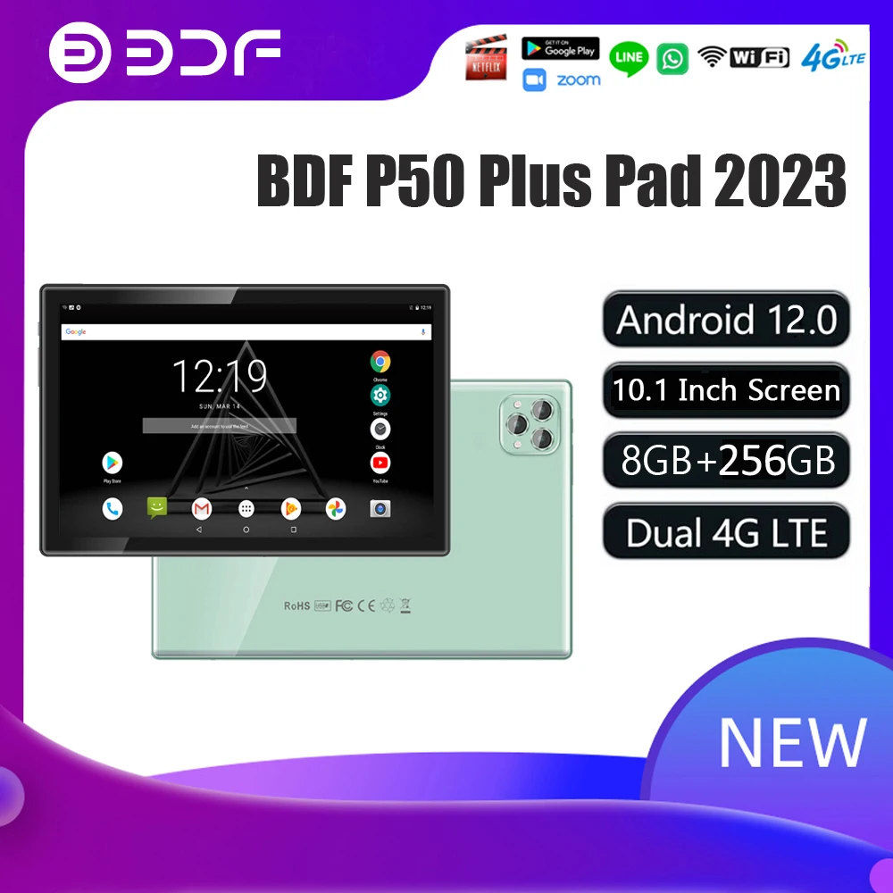 Мировая премьера BDF P50 Plus 10,1 'Tablet Pad 8 ГБ ОЗУ 256 ГБ ПЗУ Восьмиядерный Android 12,0 Google GPS Сеть 4G Две карты Двойной Wi-Fi