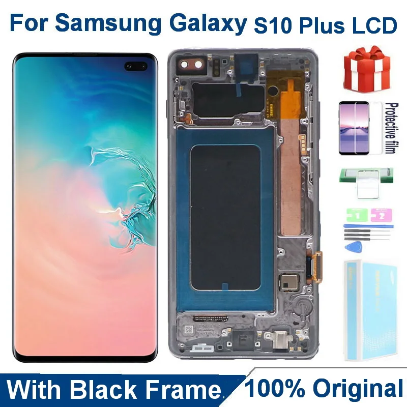 100% Оригинальный AMOLED S10 + ЖК-дисплей Для SAMSUNG Galaxy S10 Plus Дисплей G975 G9750 SM-G975F/DS G975FN Сенсорный экран Дигитайзер В Сборе