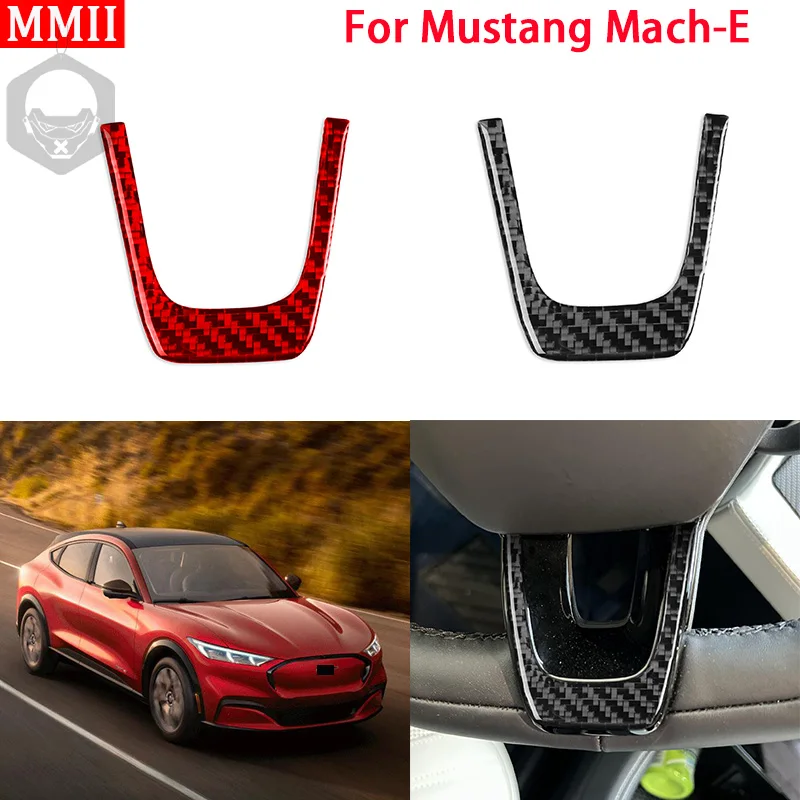 RRX для Ford Mustang Mach-E Mach E 2021 2022 Углеродное Волокно Внутренняя Отделка Рулевого Колеса Наклейка Автомобильный Аксессуар Для Укладки