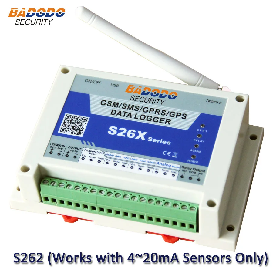 Badodo GSM GPRS Беспроводной Регистратор данных 4 Канала Регистратор данных для Аналогового датчика 4 ~ 20 мА S262 Регистратор Влажности Сигнализация Погодная Станция