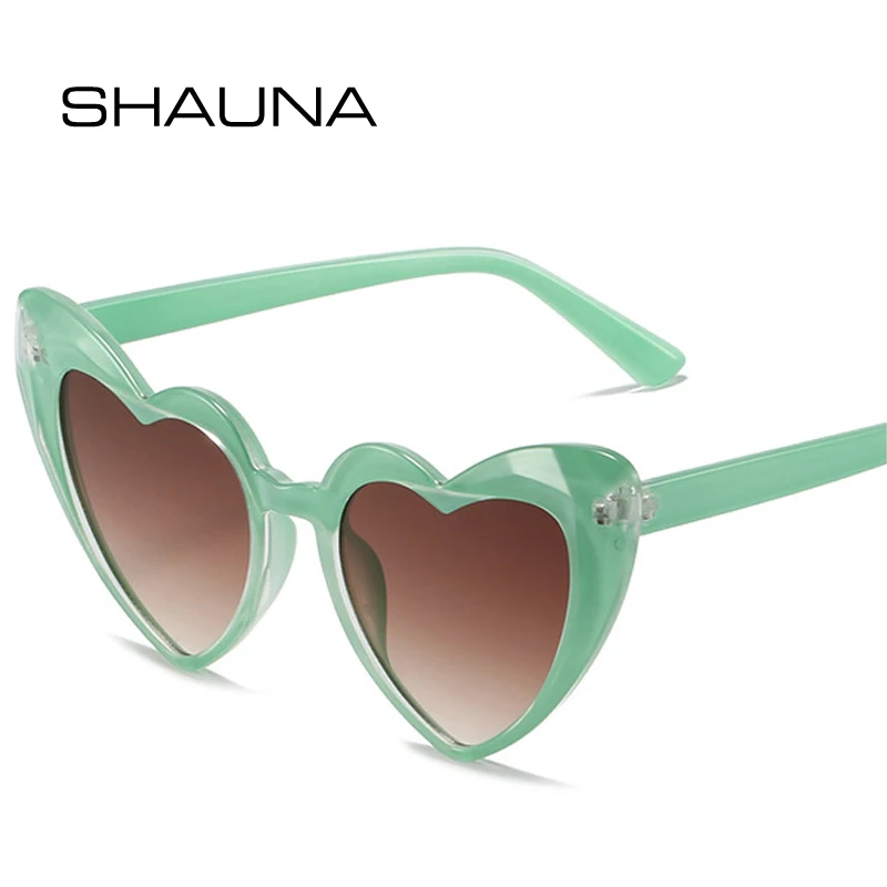 SHAUNA Модные Женские Солнцезащитные очки в форме сердца, Роскошные Солнцезащитные очки в стиле ретро, Желеобразные оттенки UV400, Мужские Трендовые солнцезащитные очки с градиентом