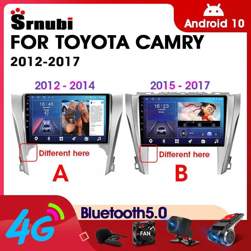 Srnubi Android 10 Автомобильный Радиоприемник для Toyota Camry 2012-2017 Мультимедийный Видеоплеер 2 Din 4G GPS Навигация Carplay DVD Головное устройство