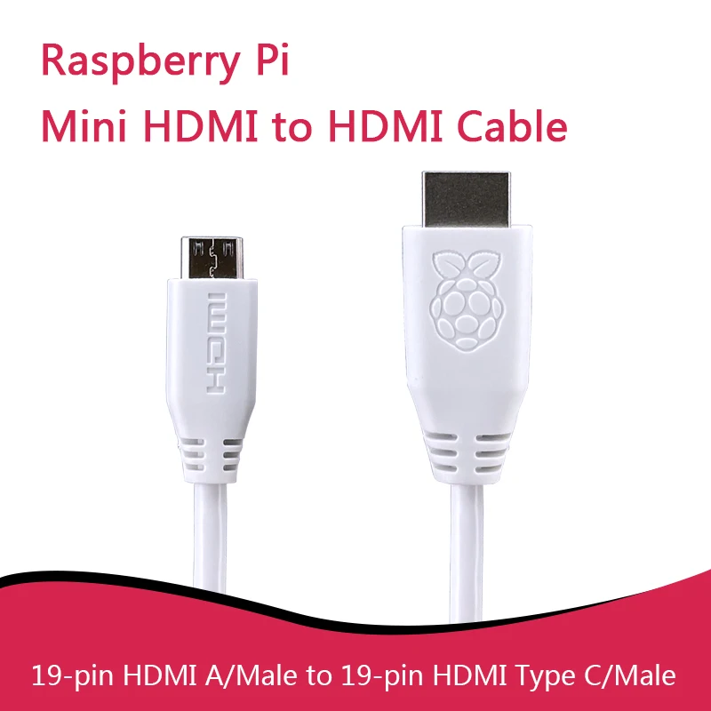 Официальный кабель Raspberry Mini HDMI - стандартный HDMI длиной 1 м для Raspberry Pi Zero / Zero W / Zero WH / Zero 2 W