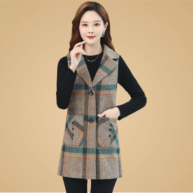 Винтажная куртка без рукавов, женский весенне-осенний жилет, однобортное корейское модное пальто, кардиган, тонкий жилет большого размера