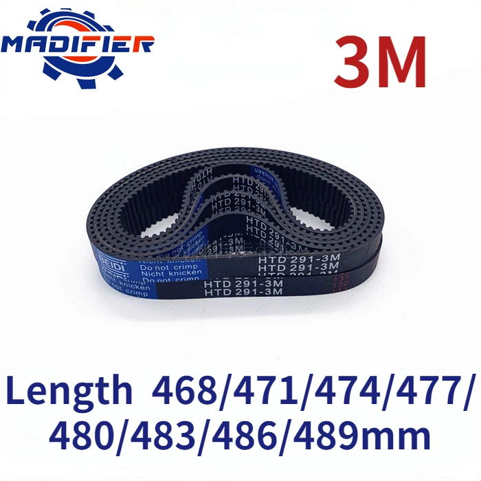 HTD3M резиновый ремень ГРМ длина 468/471/474/477/480/483/486/489 мм подходит для колесного ремня шириной 10-15 мм с шагом 3 мм