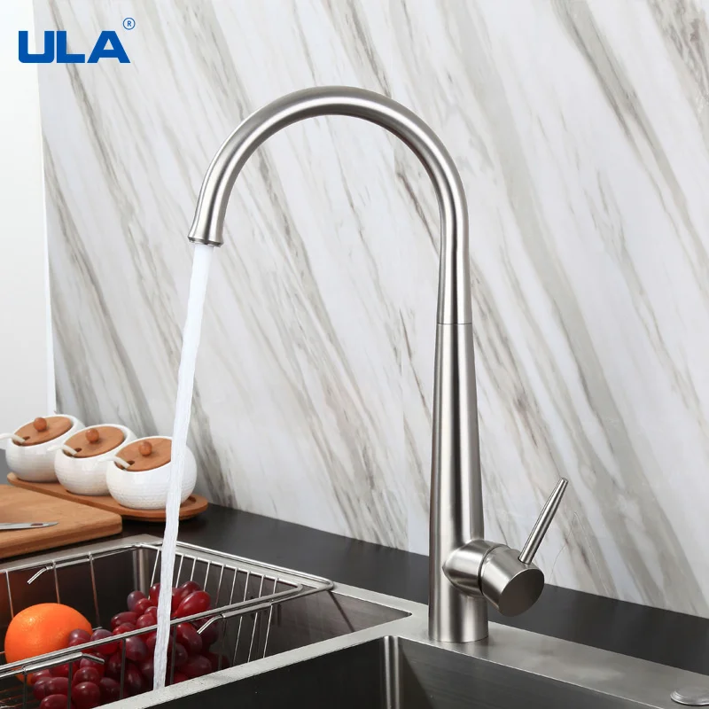ULA Кухонный кран из нержавеющей стали, Смеситель для горячей и холодной воды, поворотный кран для раковины на 360 °, Кухонный смеситель Torneira