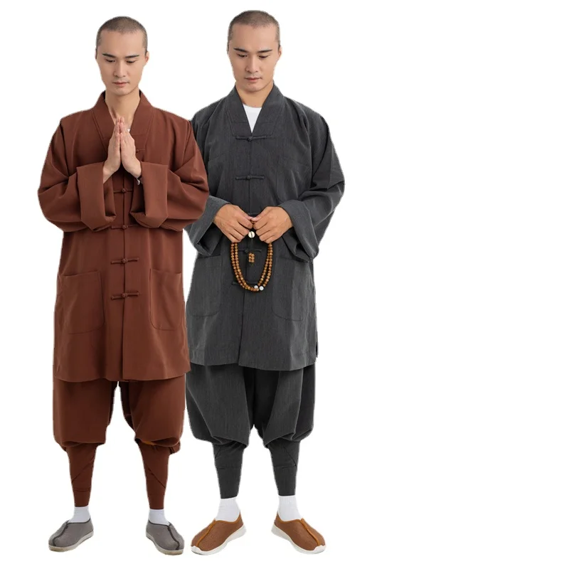 Костюм монаха, короткое платье, весенне-осенняя одежда монаха, мужская и женская одежда монаха, ткань Рохана, стрейч-хлопок, Монах