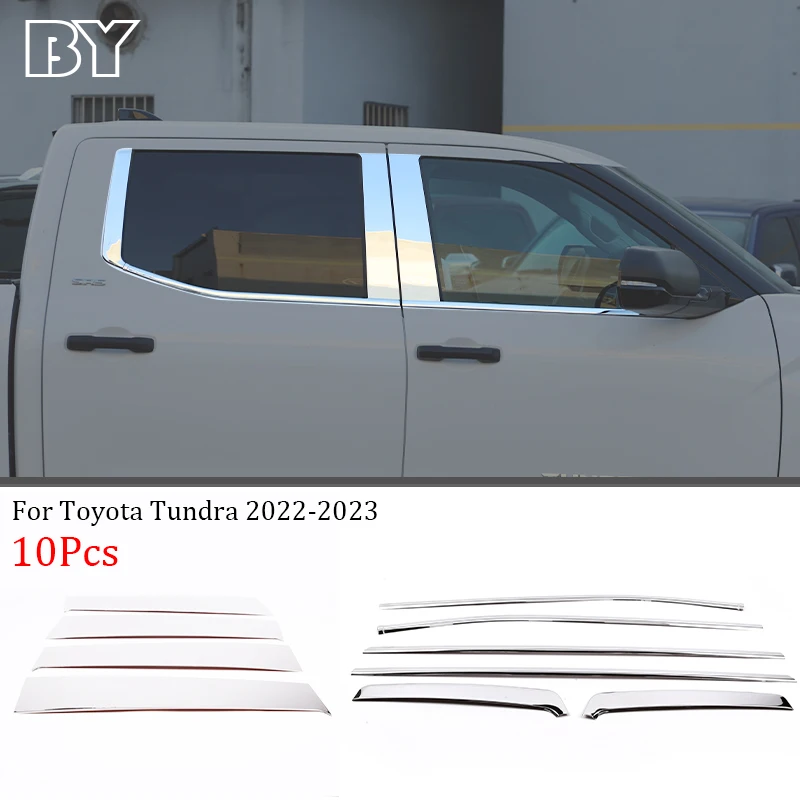 Для Toyota Tundra 2022-2023 Серебристый Зеркальный эффект, накладка на оконную стойку автомобиля, Наклейка на колонну BC, Аксессуары