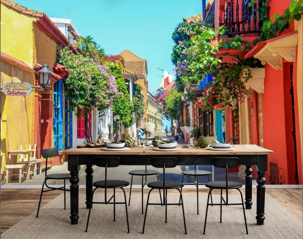 изготовленная на заказ фреска 3D фотообои европейский вид на улицу уличный замок кафе картина домашний декор обои для стен 3d гостиной