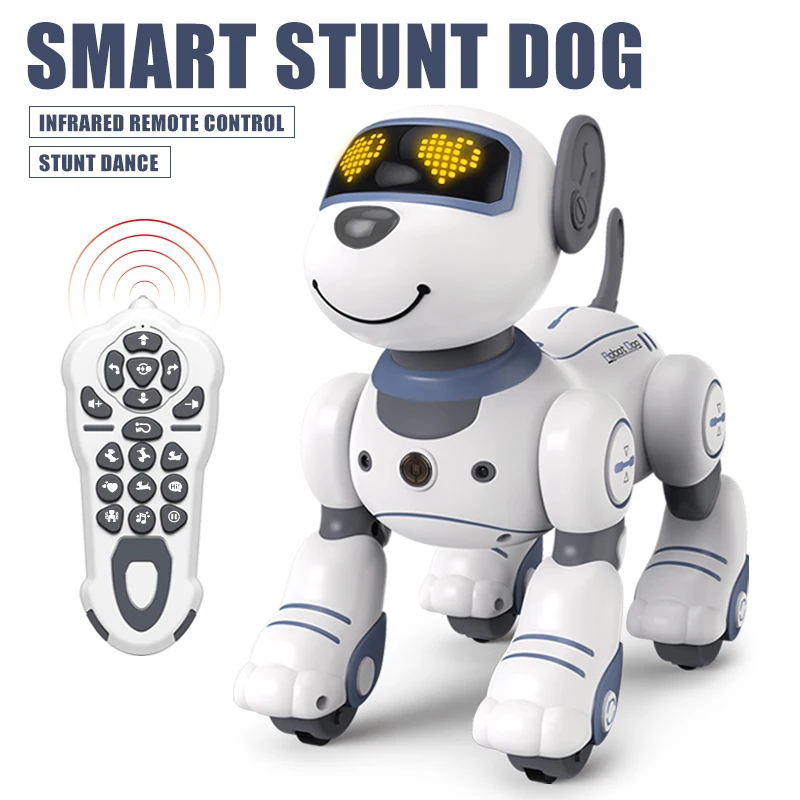 Забавный Радиоуправляемый робот, Электронная собака, Собака-трюк, Голосовая команда, Программируемая сенсорная музыкальная песня, Робот-собака для детских игрушек