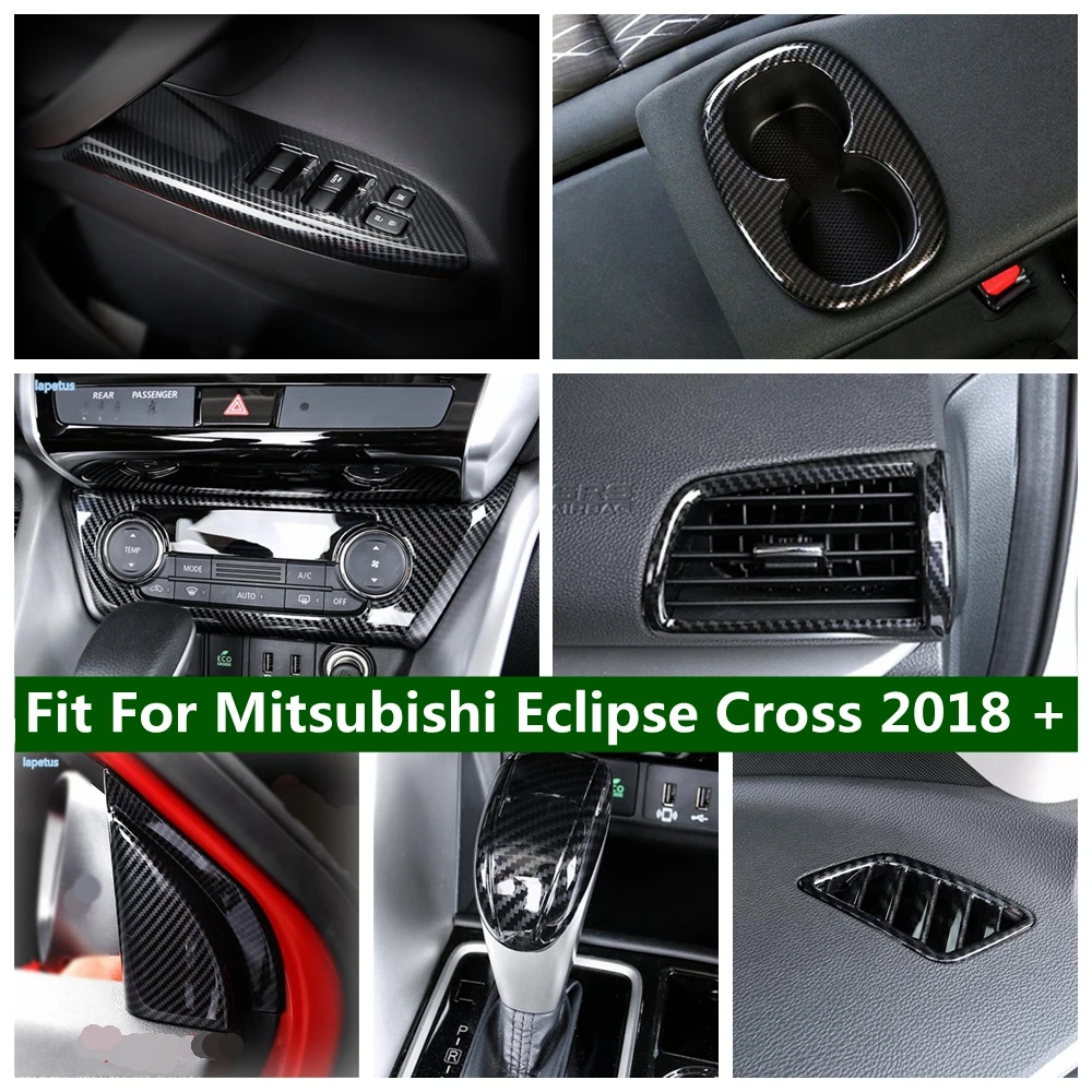 Внутренняя отделка из углеродного волокна, кондиционер/Держатель для стакана воды/Накладка на экран мультимедийного дисплея для Mitsubishi Eclipse Cross 2018 - 2022