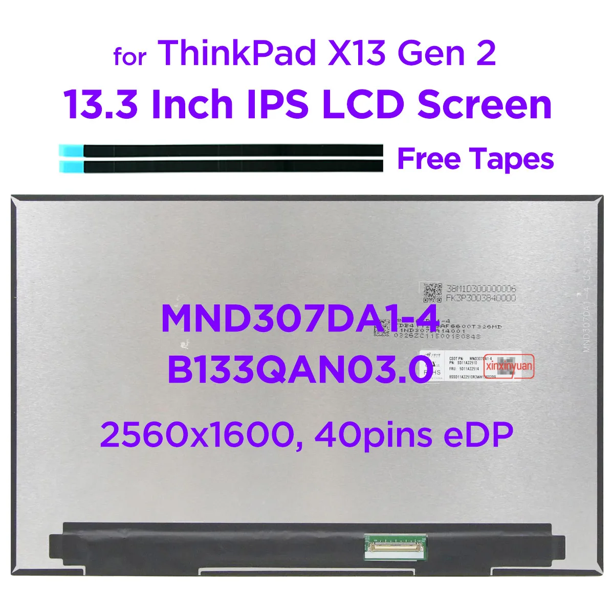 13,3 IPS ЖК-экран для ноутбука MND307DA1-4 B133QAN03.0 для Lenovo ThinkPad X13 Gen 2 20WK 20WL 20XH WQXGA2560x1600 100% sRGB 40 контактов
