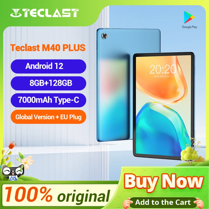 Металлический корпус Teclast M40 Plus 10,1-дюймовый планшет Android 12 1920x1200 8 ГБ оперативной памяти 128 ГБ ПЗУ MT8183 8 ядер GPS Type-C
