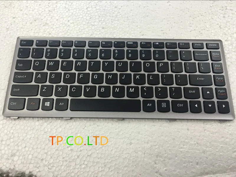 Новая клавиатура для ноутбука LENOVO S400, S435, S410, M40-70, S405, S305, S300, S400T, S415, США, с серебристой рамкой