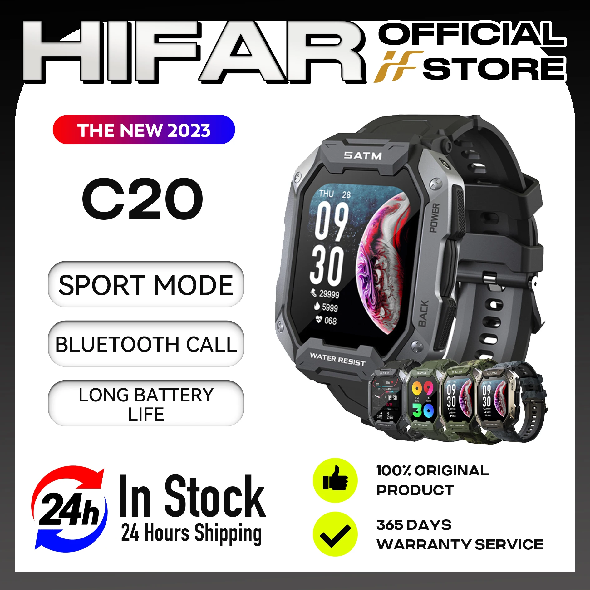 Hifar C20, новые военные смарт-часы, мужские сажи, ультра Армейские уличные IP68 5ATM, водонепроницаемые Смарт-часы с сердечным ритмом и кислородом в крови