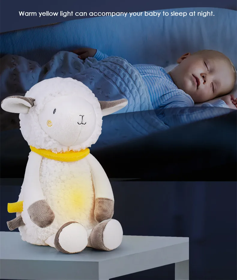 [Забавная] Кукла Янлинг, светодиодная подсветка и музыка, успокаивающая кукла-ягненок, детские игрушки, Спящая кукла, плюшевые игрушки для малышей, подарок на день рождения для детей