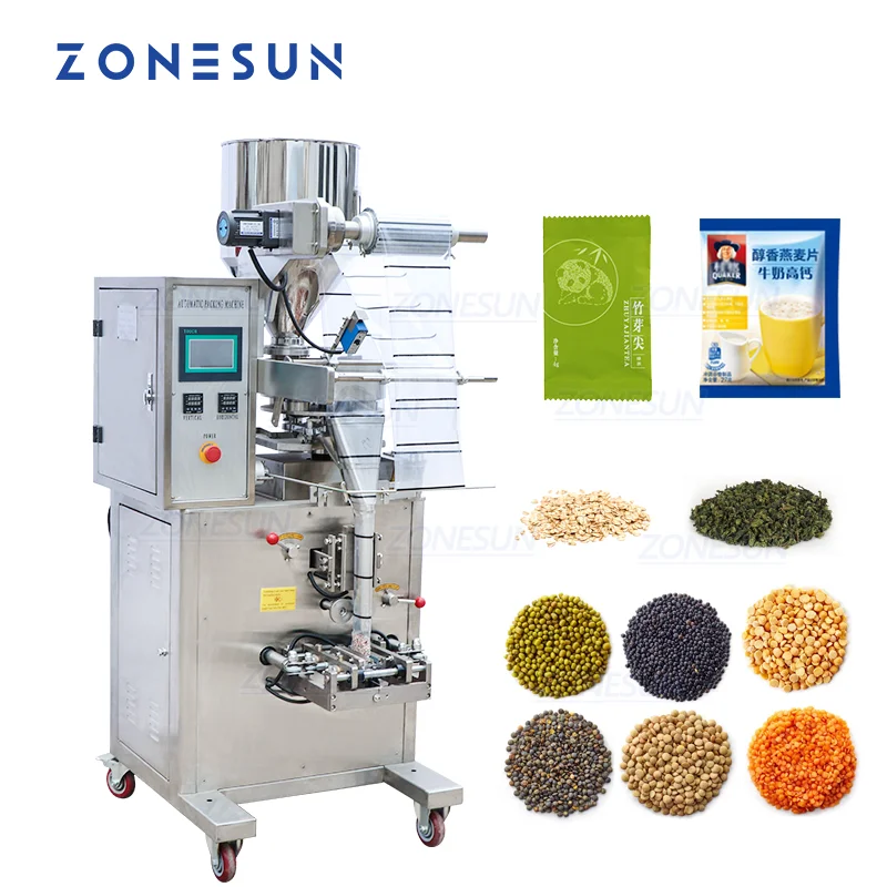 Интеллектуальная машина для фасовки и запайки гранулированных материалов ZONESUN для кофе, сои, семян подсолнечника, упаковки в плоские пакеты-подушки