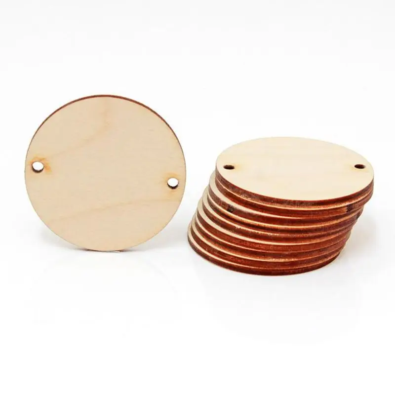 Набор из 50 деревянных круглых дисков (5 см) неокрашенной формы, подарок для рукоделия, готовый к декорированию