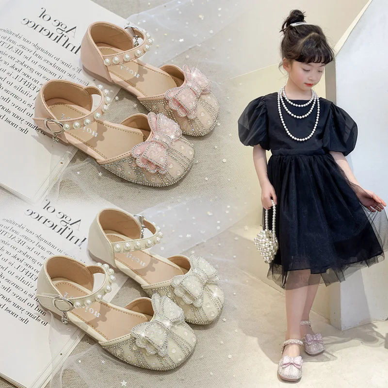 Детская обувь для девочек с бантиком и блестками, модная кожаная детская обувь принцессы, Летняя обувь для малышей, белые Zapatos Para Niña
