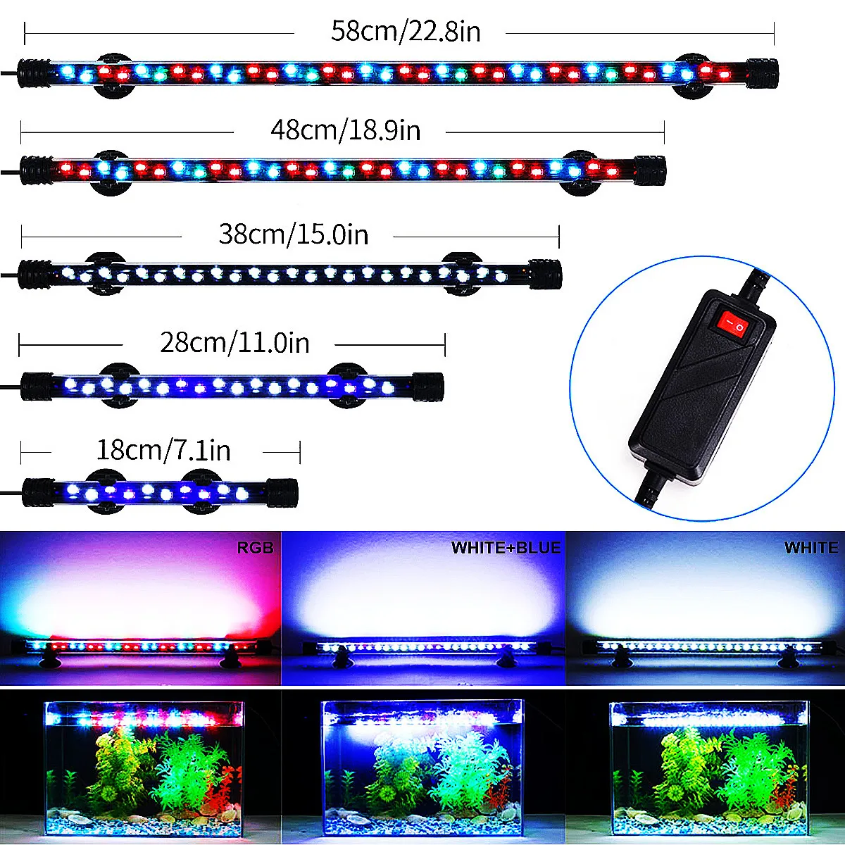 Водонепроницаемые Аквариумные светильники Погружные светильники для аквариума Подводный RGB Синий/белый светодиодный ландшафтный декоративный светильник EU Plug