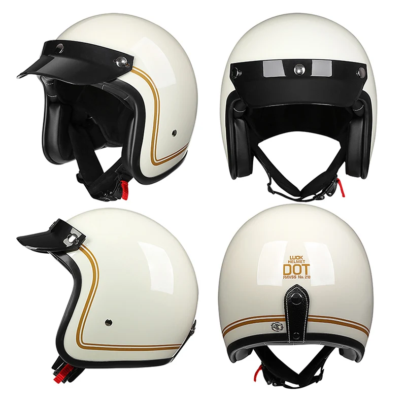 Одобренный Внутренний козырек Винтажного мотоциклетного шлема в стиле ретро для скутера с открытым лицом, шлем для езды на мотоцикле Casco Capacete Moto