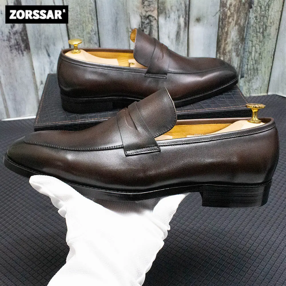 Итальянские мужские модельные туфли ручной работы, дышащие мужские лоферы на плоской подошве, классическая офисная мужская обувь для пригородных поездок