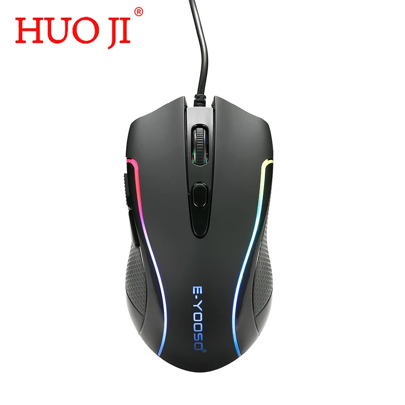 Проводная игровая мышь HUO JI E-Yooso X7, оптический сенсор 6400DPI, RGB, Эргономичные мыши с 5 программируемыми кнопками