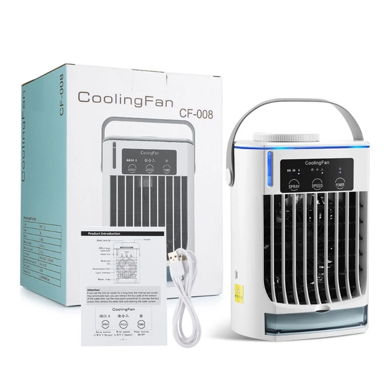 Испарительный охладитель воздуха Портативный вентилятор кондиционера Персональный охладитель воздуха