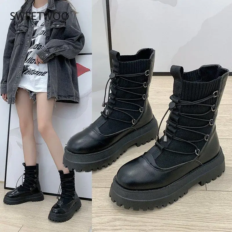 женская обувь 2021 года, ботинки на платформе на высоком каблуке, носки, ботильоны, женские армейские ботинки, обувь в готическом стиле