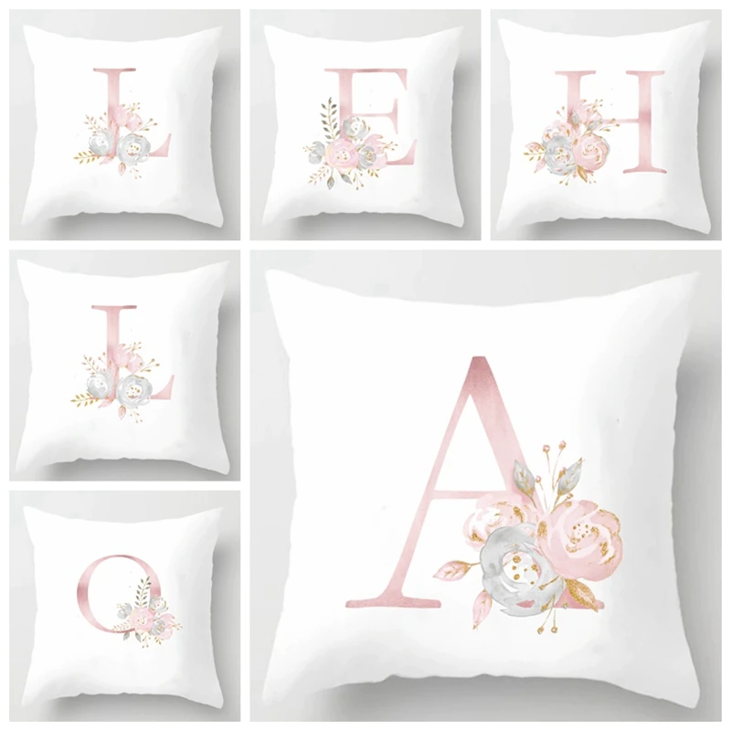 Декоративная подушка с розовыми буквами Алфавита, украшение для свадебной вечеринки, Декоративные Наволочки для вечеринок, Свадебные украшения
