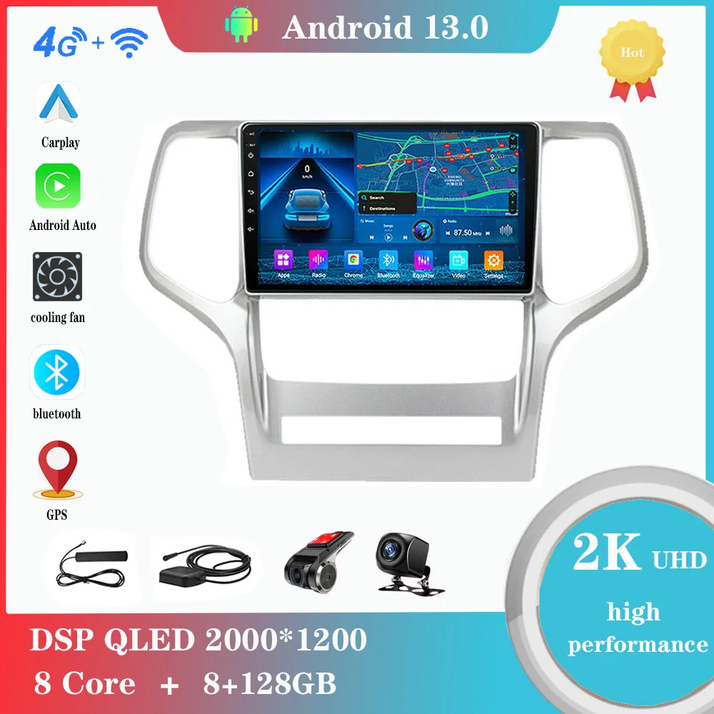 Android 12,0 Для Jeep Grand Cherokee WK2 2010-2013 Мультимедийный Плеер Авто Радио GPS Carplay 4G WiFi DSP Bluetoot