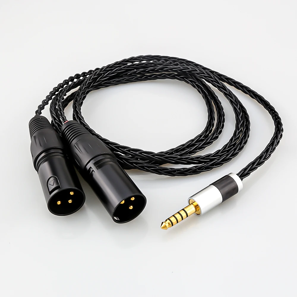DIY 8-жильные Посеребренные Балансные кабели 4,4 мм с разъемами для двух 2 x 3-контактного XLR-балансного аудиокабеля-адаптера
