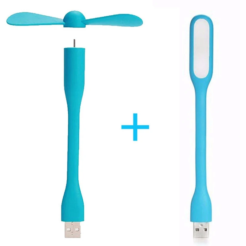 Креативный мини-USB-вентилятор и USB-светодиодная лампа, гибкий охлаждающий вентилятор и лампа для блока питания, ноутбука и компьютерного летнего гаджета