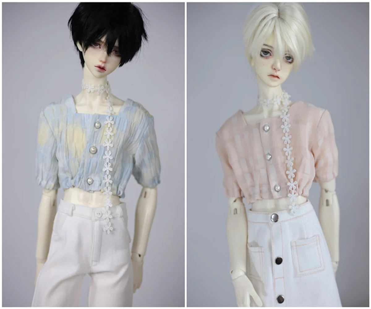 Одежда для куклы BJD, размер 1/3 1/4 msd SD10, размер дяди, модная новая блузка с квадратным воротником на талии и короткими рукавами, розово-синяя для мужчин и женщин