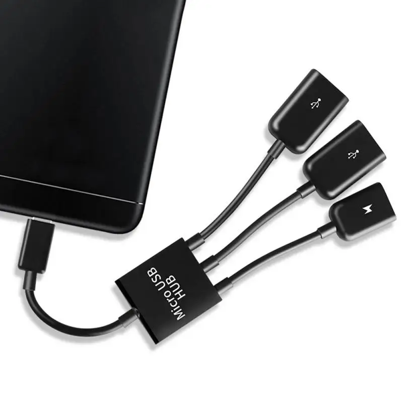 Новейший 3 в 1 Micro USB Type C концентратор от мужчины к Женщине Двойной USB 2.0 хост OTG Кабель-адаптер Для смартфона, компьютера, планшета, 3 порта
