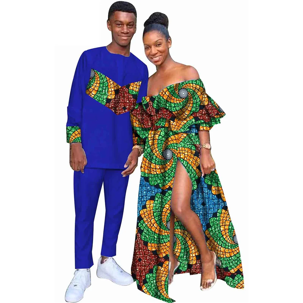 Дизайнерский костюм для влюбленных в африканском стиле дашики, праздничная одежда, костюм мужа и жены, Африканская одежда для пары, мужчин и женщин, комплект из 2 предметов