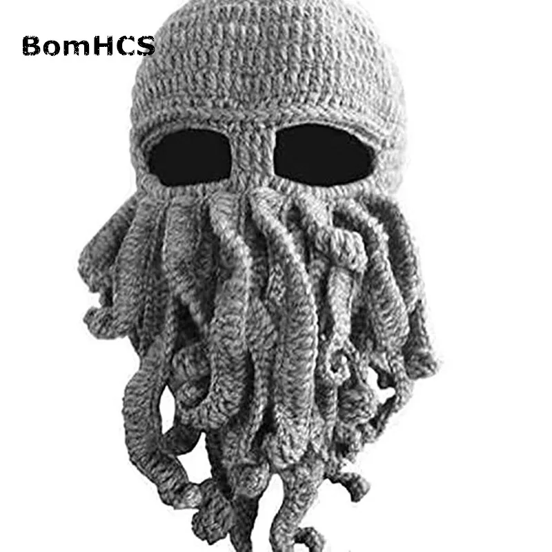 Вязаная шапочка BomHCS с щупальцем осьминога Ктулху, шапочка-бини, ветровая маска