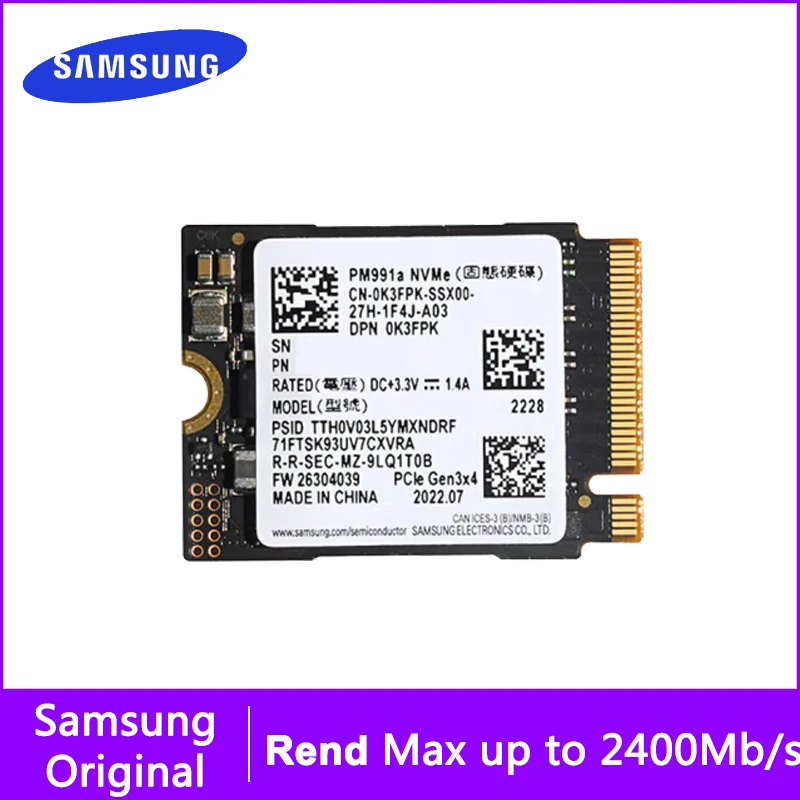 Samsung PM991A Внутренний SSD M.2 128 ГБ 256 ГБ 512 ГБ 1 ТБ M2 NVME PCIe 3.0x3 Внутренний твердотельный диск HDD Жесткий диск для Ноутбука