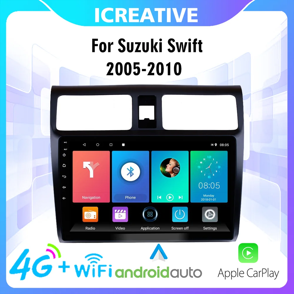 10,1 Дюймов 2 Din для Suzuki Swift 2005 2006 2007 2008 2009 2010 Android Радио Мультимедийный плеер Carplay Навигация GPS WIFI 4G