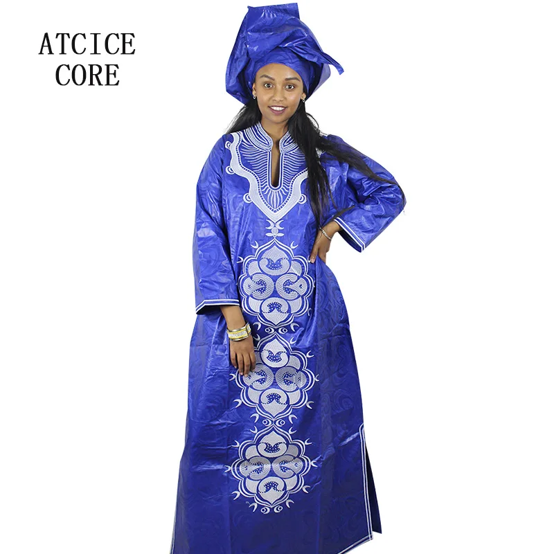 Африканские платья для женщин, Дизайн вышивки Bazin Riche, Длинное Платье, Шарф