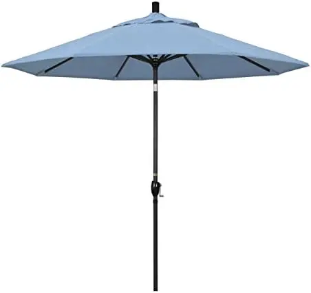 9-дюймовая круглая алюминиевая подставка, кривошипный подъемник, кнопка наклона, черный шест, зонт Sunbrella, 9 ножек
