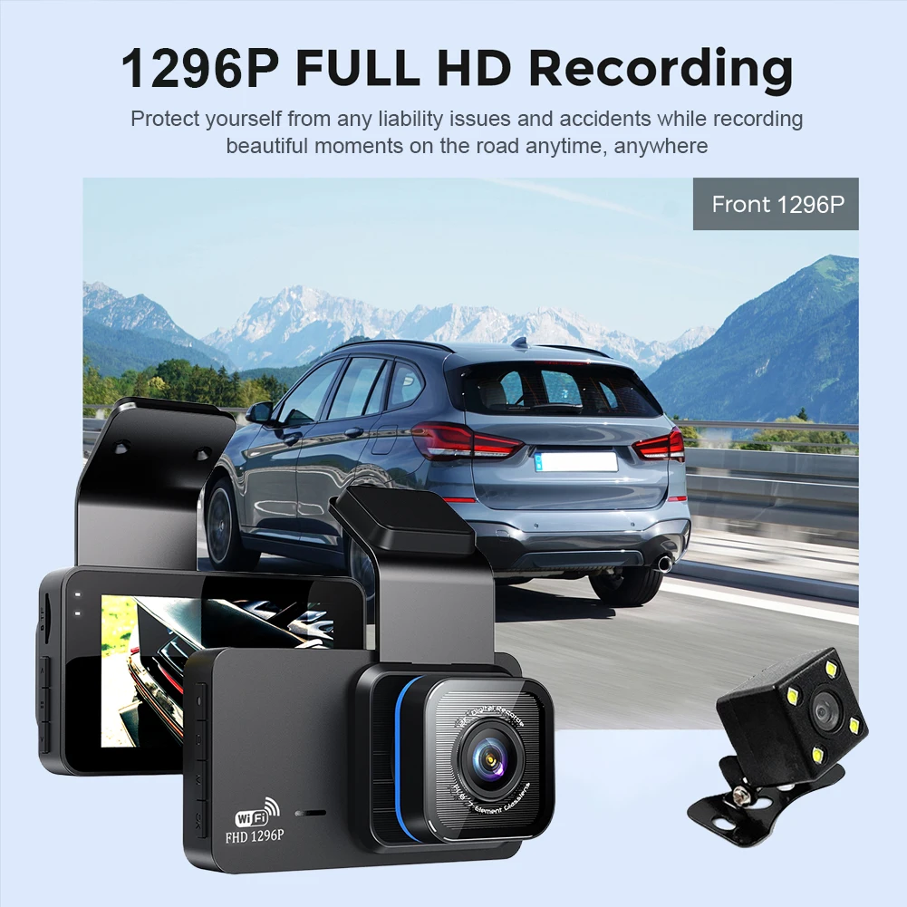 WiFi Двойная Регистраторная камера для Автомобилей, Черный ящик Спереди и заднего вида, Автомобильная камера Ночного Видения 1080P, 24H, Парковочный Монитор, Видеорегистраторы, Автомобильная Камера